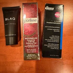 Blaq Mask, Purlisse Watermelon Peel and Dr Brandt PoreDermabrasion